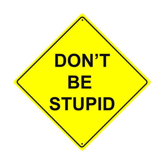 Don't Be Stupid Crossing Xing Metal Aluminum Notice Novelty Road Plate Sign