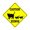Family of Cat, Mom and Two Kittens Animal Crossing Metal Aluminum Notice Novelty Road Plate Sign