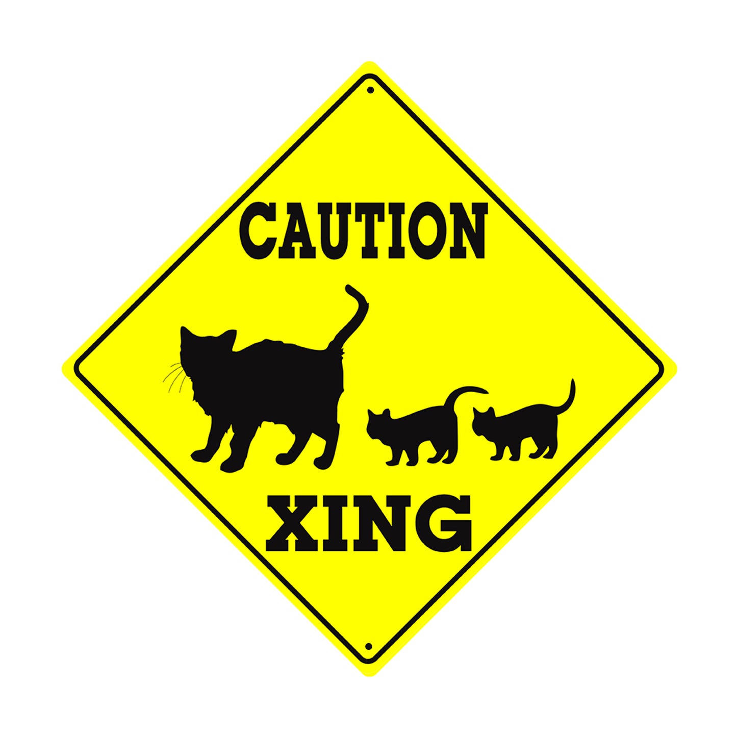 Family of Cat, Mom and Two Kittens Animal Crossing Metal Aluminum Notice Novelty Road Plate Sign