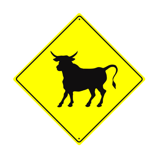 Bull Graphic Crossing Symbol Animal Xing Metal Aluminum Notice Novelty Road Plate Sign