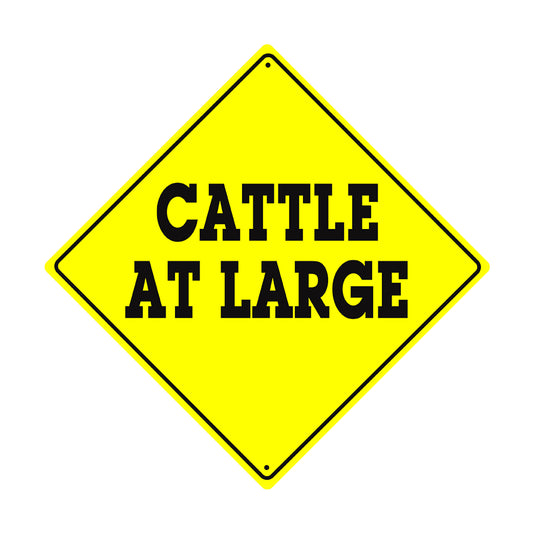 Cattle at Large Xing Crossing Animal Xing Metal Aluminum Notice Novelty Road Plate Sign