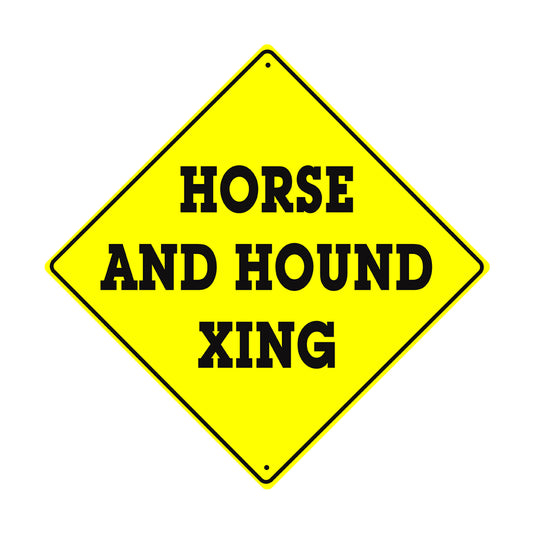 Horse and Hound Xing Crossing Animal Xing Metal Aluminum Notice Novelty Road Plate Sign