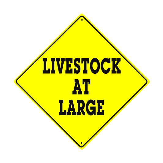 Livestock at Large Crossing Animal Xing Metal Aluminum Notice Novelty Road Plate Sign