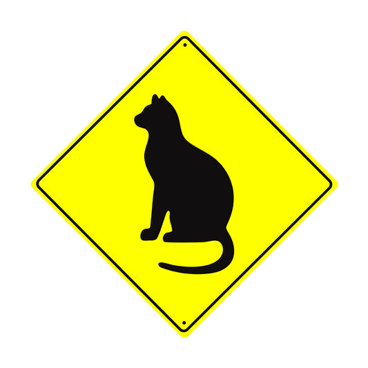 Sitting Cat Symbol Crossing Animal Xing Metal Aluminum Notice Novelty Road Plate Sign