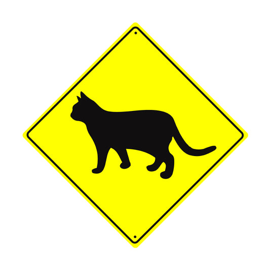 Caution Cat Crossing Animal Xing Metal Aluminum Notice Novelty Road Plate Sign