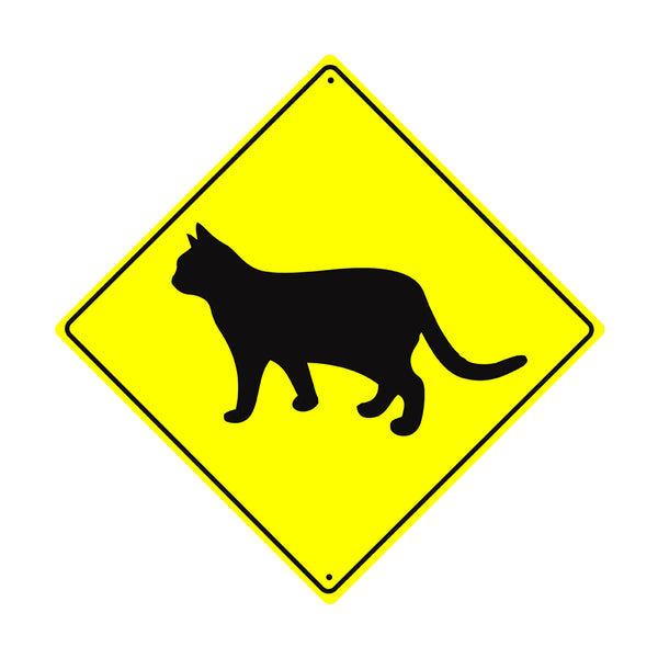 Caution Cat Crossing | Diamond Sign - Sign Fever