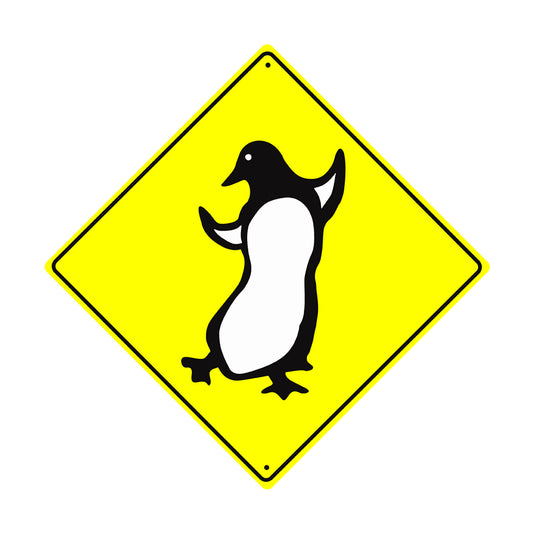 Penguin Dancing Symbol Crossing Animal Xing Metal Aluminum Notice Novelty Road Plate Sign