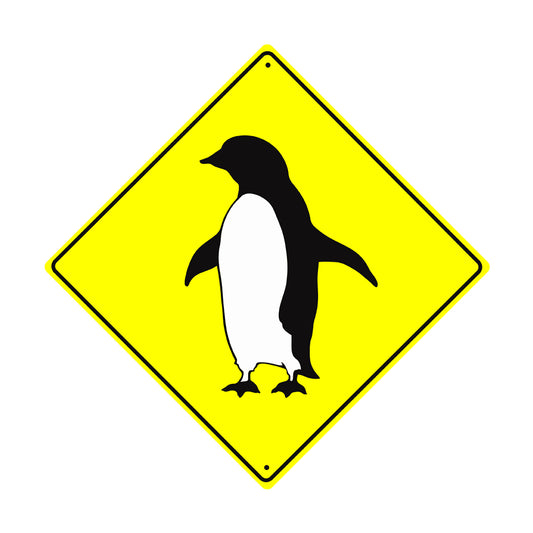 Penguin Walking Symbol Crossing Animal Xing Metal Aluminum Notice Novelty Road Plate Sign