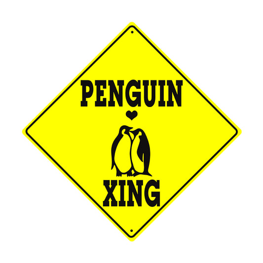Penguin Xing Diamond Crossing Animal Xing Metal Aluminum Notice Novelty Road Plate Sign