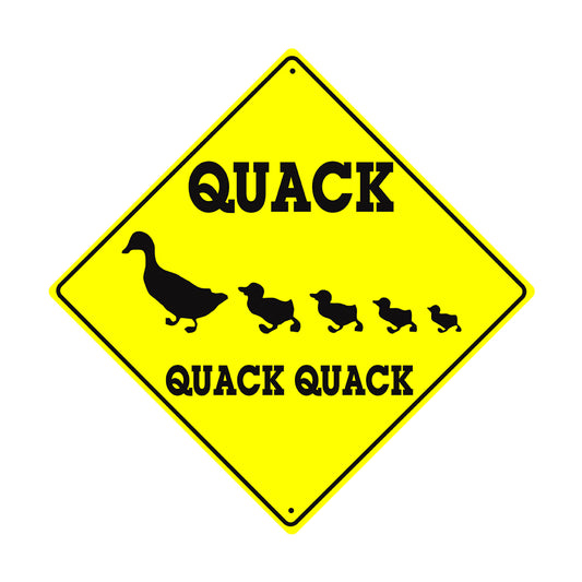 Quack Quack Quack With Duck and Duckling Graphic Aluminum Notice Novelty Road Plate Sign