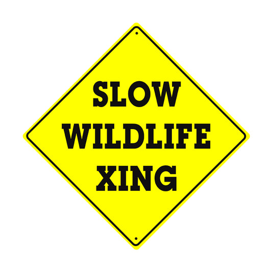 Slow Wildlife Xing Crossing Symbol Animal Xing Metal Aluminum Notice Novelty Road Plate Sign