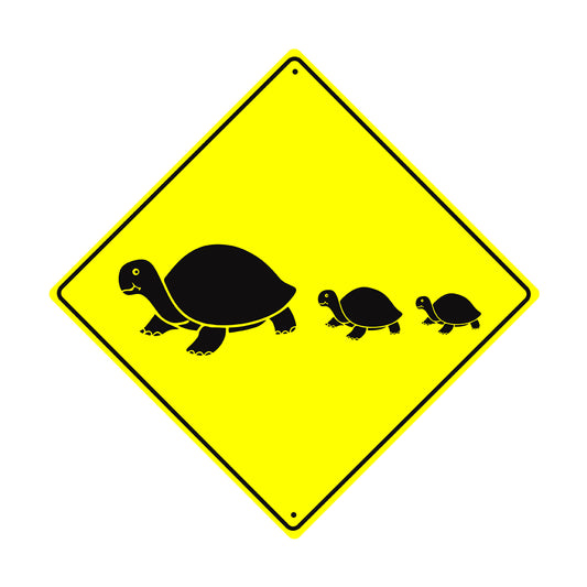 Turtle Crossing Graphic With Baby Turtle Animal Xing Metal Aluminum Notice Novelty Road Plate Sign