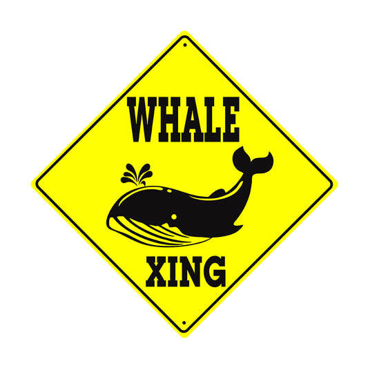 Whale Xing With Symbol Crossing Animal Xing Metal Aluminum Notice Novelty Road Plate Sign