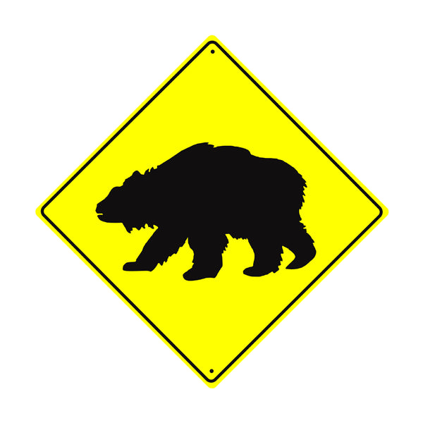 Bear Crossing Symbol | Yellow Diamond Sign - Sign Fever