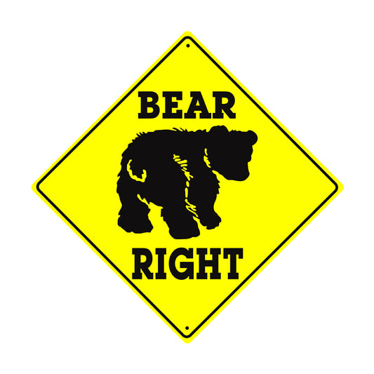Bear Keep Right Graphic Crossing Animal Xing Metal Aluminum Notice Novelty Road Plate Sign