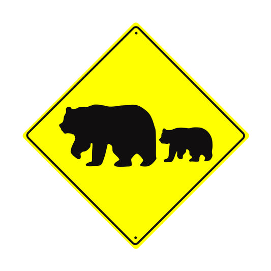 Bear With Graphic Symbol Crossing Animal Xing Metal Aluminum Notice Novelty Road Plate Sign