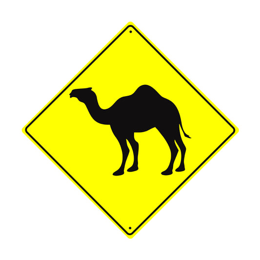Caution Camel Crossing Symbol Animal Xing Metal Aluminum Notice Novelty Road Plate Sign