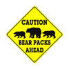 Bear Packs Ahead Crossing Symbol Animal Xing Metal Aluminum Notice Novelty Road Plate Sign