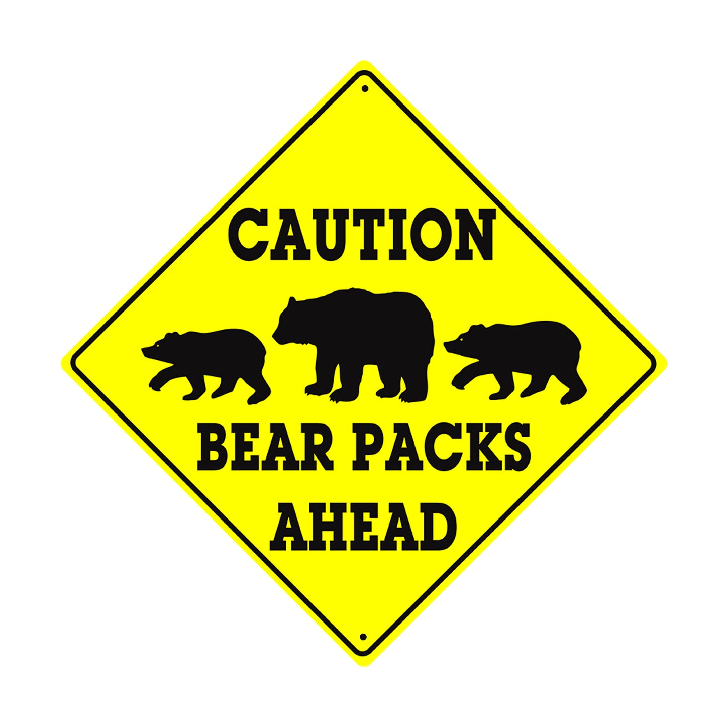 Bear Packs Ahead Crossing Symbol Animal Xing Metal Aluminum Notice Novelty Road Plate Sign