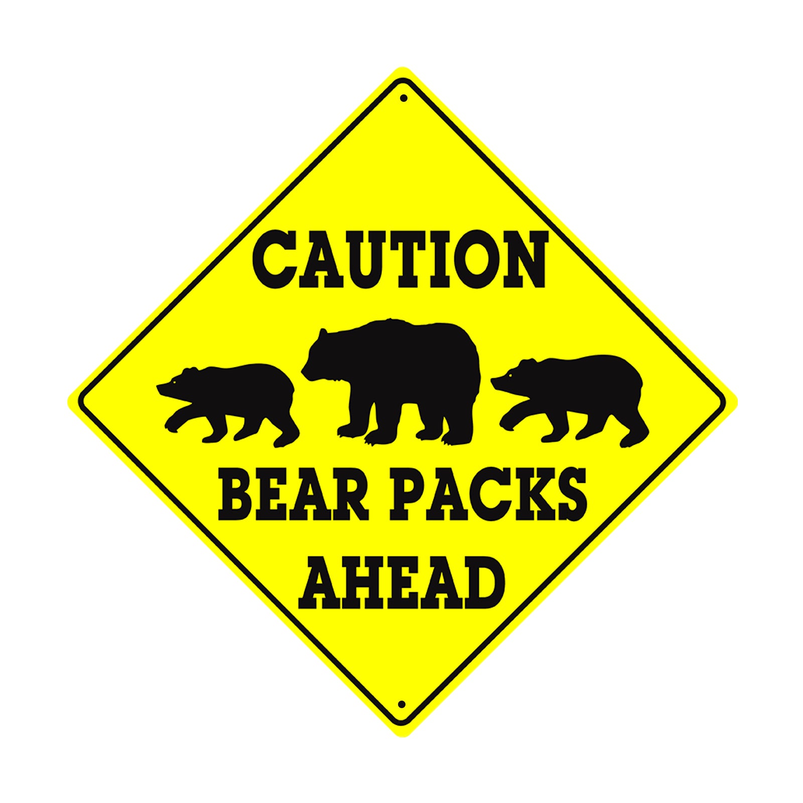 Bear Packs Ahead Crossing Symbol Animal Xing Metal Aluminum Notice Novelty Road Plate Sign
