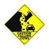 Caution Rocks & Falling Cows Funny Humor Metal Aluminum Notice Novelty Road Plate Sign