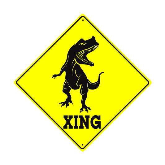 Dinosaur Xing Crossing Symbol Animal Xing Metal Aluminum Notice Novelty Road Plate Sign