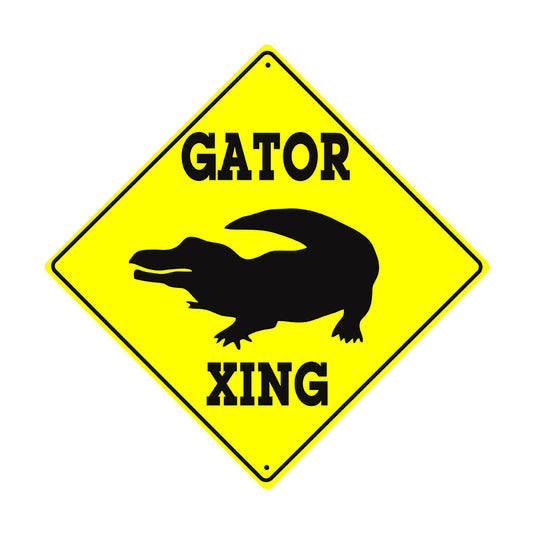 Gator Crossing Crossing Symbol Animal Xing Metal Aluminum Notice Novelty Road Plate Sign