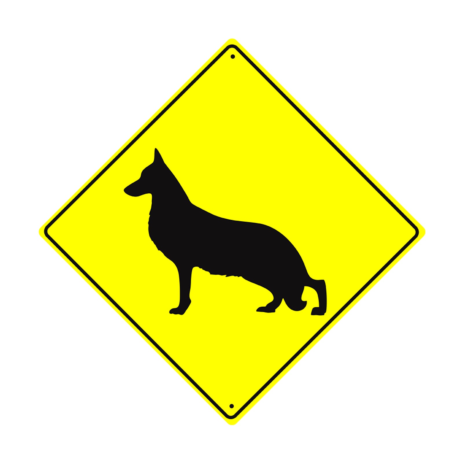 Caution Wolf Crossing Symbol | Yellow Diamond Sign – Sign Fever