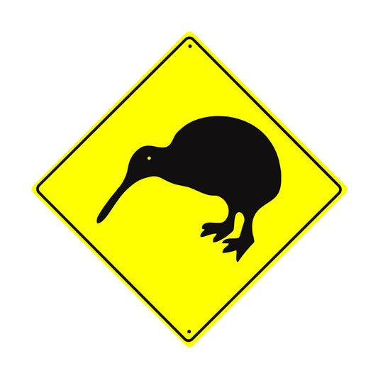 Caution Kiwi Crossing Symbol Animal Xing Metal Aluminum Notice Novelty Road Plate Sign