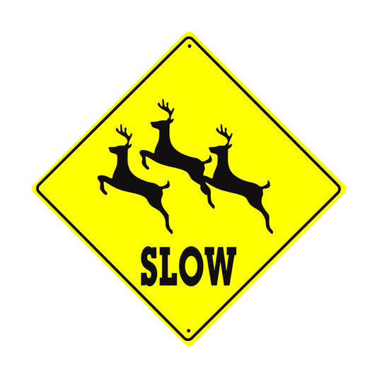Slow Deer Crossing Symbol Animal Xing Metal Aluminum Notice Novelty Road Plate Sign