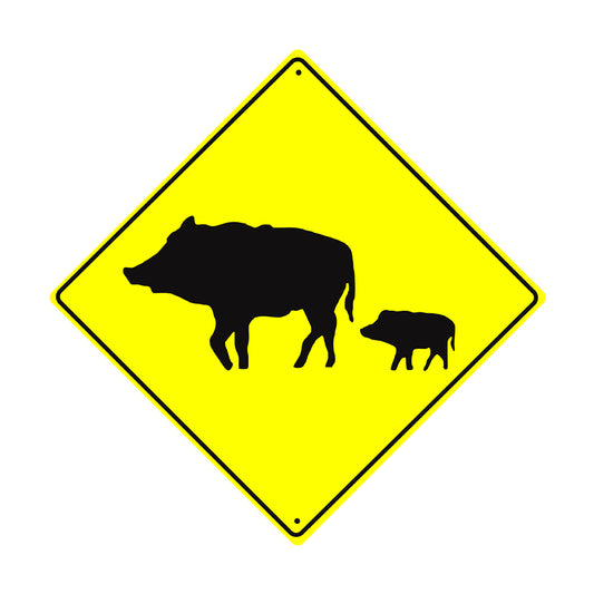 Wild Hog Zone Crossing Symbol Animal Xing Metal Aluminum Notice Novelty Road Plate Sign