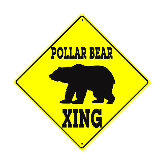 Caution Polar Bear Crossing Symbol Animal Xing Metal Aluminum Notice Novelty Road Plate Sign