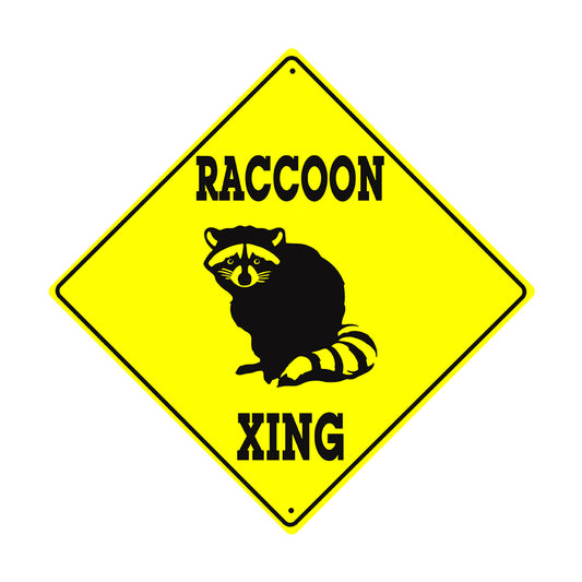Caution Raccoon Crossing Symbol Animal Xing Metal Aluminum Notice Novelty Road Plate Sign