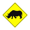 Caution Rhino Crossing Symbol Animal Xing Metal Aluminum Notice Novelty Road Plate Sign