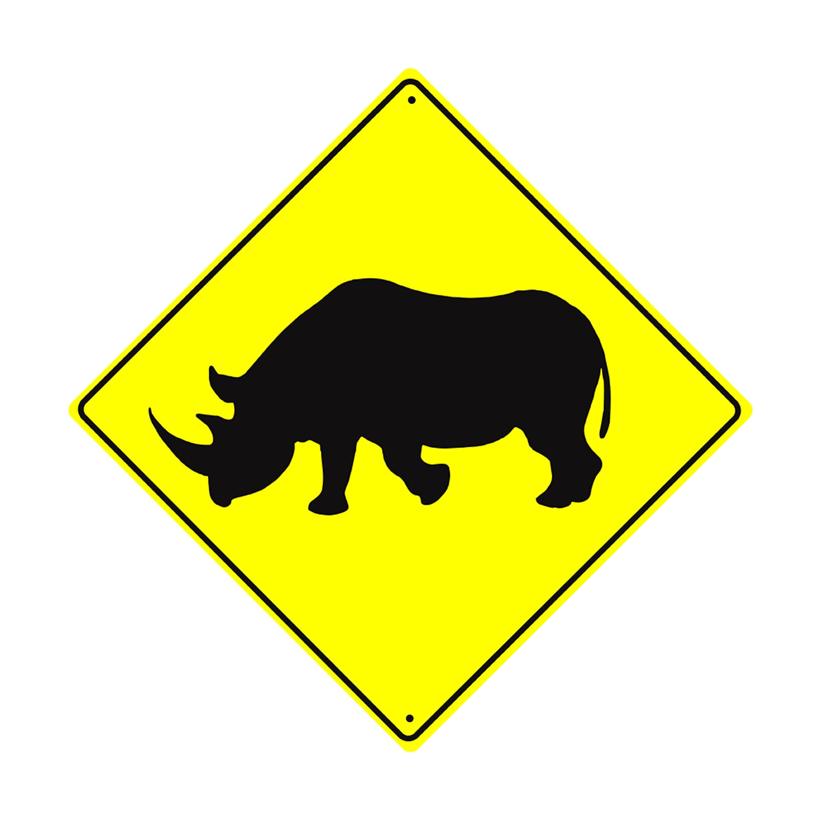 Caution Rhino Crossing Symbol Animal Xing Metal Aluminum Notice Novelty Road Plate Sign