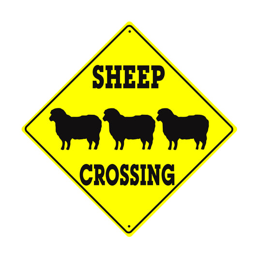 Caution Sheep's Crossing Animal Xing Metal Aluminum Notice Novelty Road Plate Sign