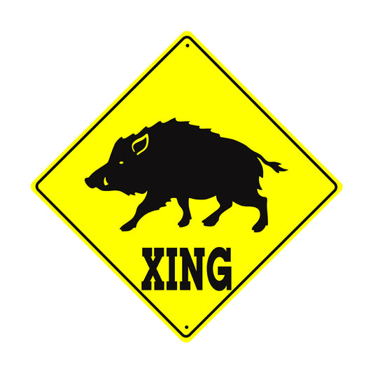 Wild Hog Crossing Animal Xing Metal Aluminum Notice Novelty Road Plate Sign
