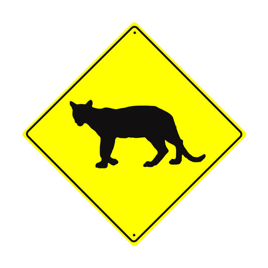 Cougar Crossing Animal Metal Aluminum Notice Novelty Road Plate Sign