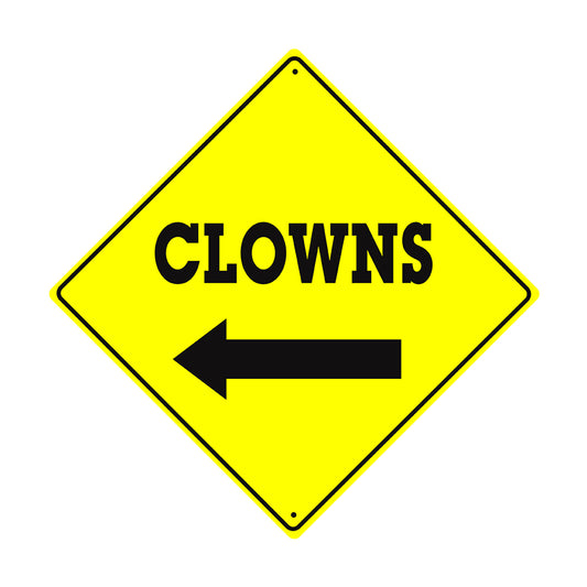 Clowns With Left Arrow Crossing Metal Aluminum Notice Novelty Road Plate Sign