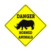 Danger, Horned Animals With Graphic Xing Metal Aluminum Notice Novelty Road Plate Sign