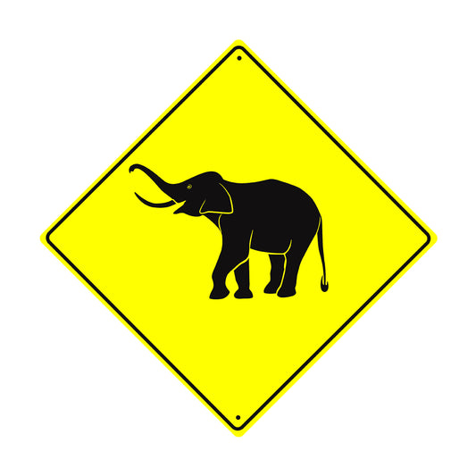 Elephant Graphic Xing Crossing Animal Metal Aluminum Notice Novelty Road Plate Sign