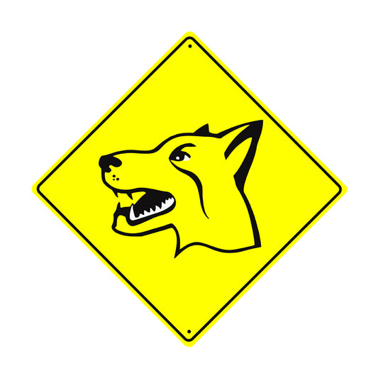 Fierce Dog Symbol Crossing Xing Metal Aluminum Notice Novelty Road Plate Sign
