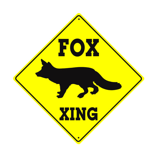 Fox Xing With Graphic Crossing Xing Metal Aluminum Notice Novelty Road Plate Sign