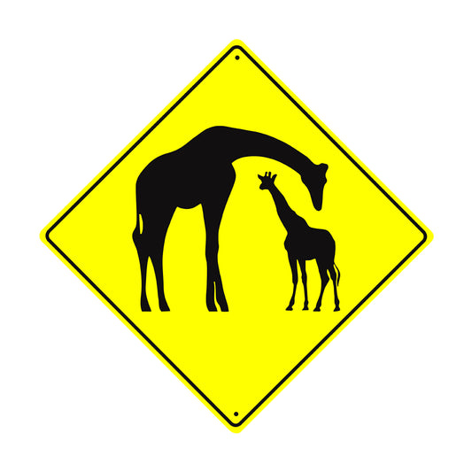 Giraffe With Calf Crossing Animal Xing Metal Aluminum Notice Novelty Road Plate Sign
