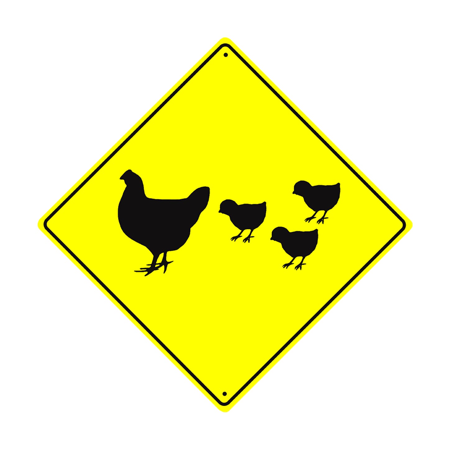 Hen and Chicks Symbol Chicken Crossing Xing Metal Aluminum Notice Novelty Road Plate Sign