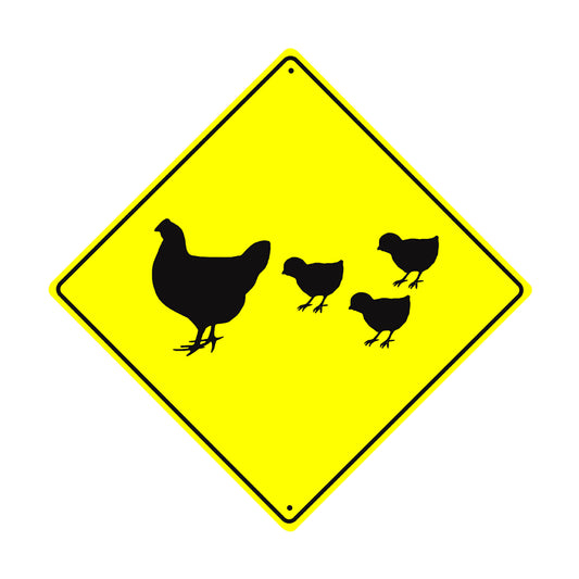 Hen and Chicks Symbol Chicken Crossing Xing Metal Aluminum Notice Novelty Road Plate Sign