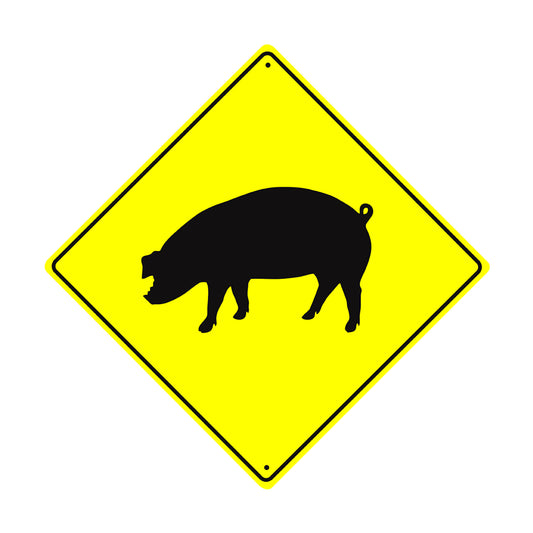 Pig Crossing Symbol Animal Xing Metal Aluminum Notice Novelty Road Plate Sign