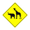 Zoo Animals Crossing - Elephant and Giraffe Symbol Metal Aluminum Notice Novelty Road Plate Sign