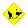 Kangaroo and Ostrich Xing Crossing Metal Aluminum Notice Novelty Road Plate Sign