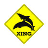 Caution Xing with Dolphin Graphic Symbol Crossing Metal Aluminum Notice Novelty Road Plate Sign
